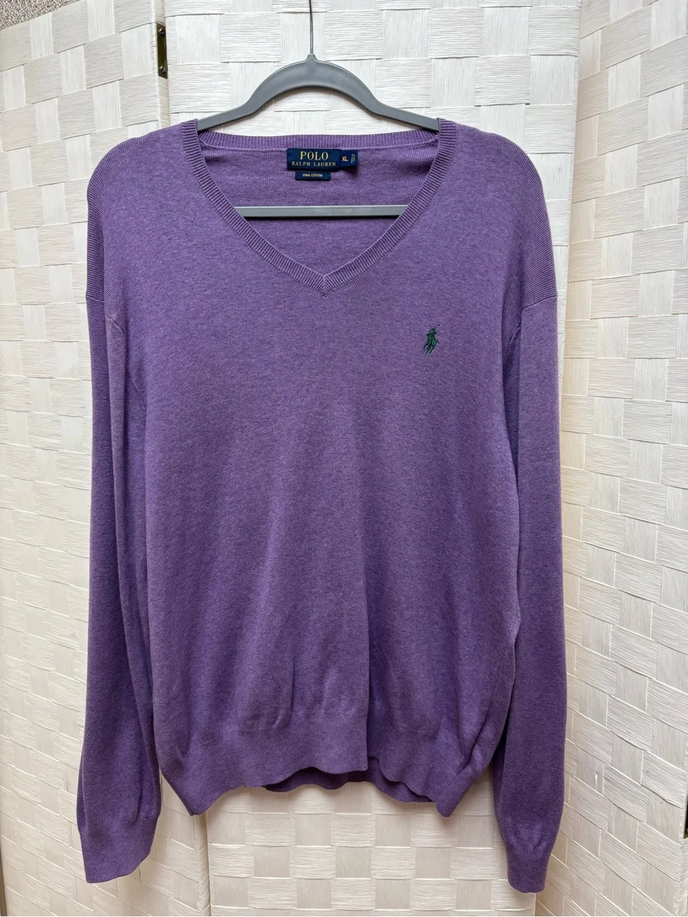 Polo by Ralph Lauren Men's V-Neck Sweater - Purple XL